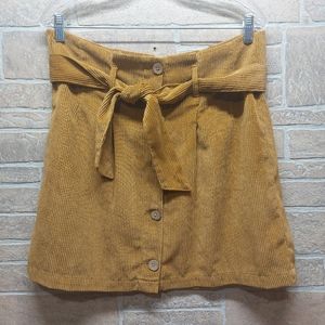 Indigo Rising XL brown corduroy button up skirt with tie